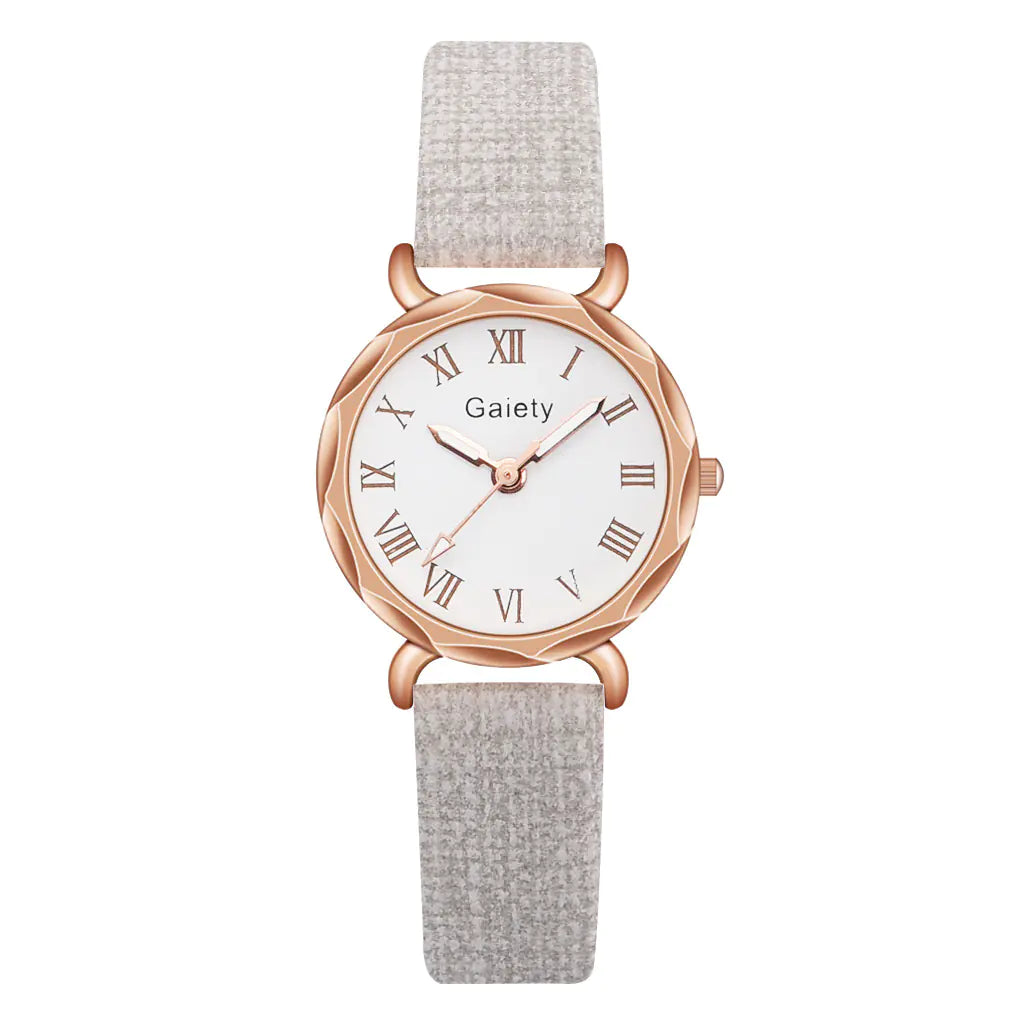 Korean Simple Roman Numeral Quartz Watch for Ladies