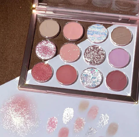 12-Color Transparent Eyeshadow Palette with Shimmer & Matte