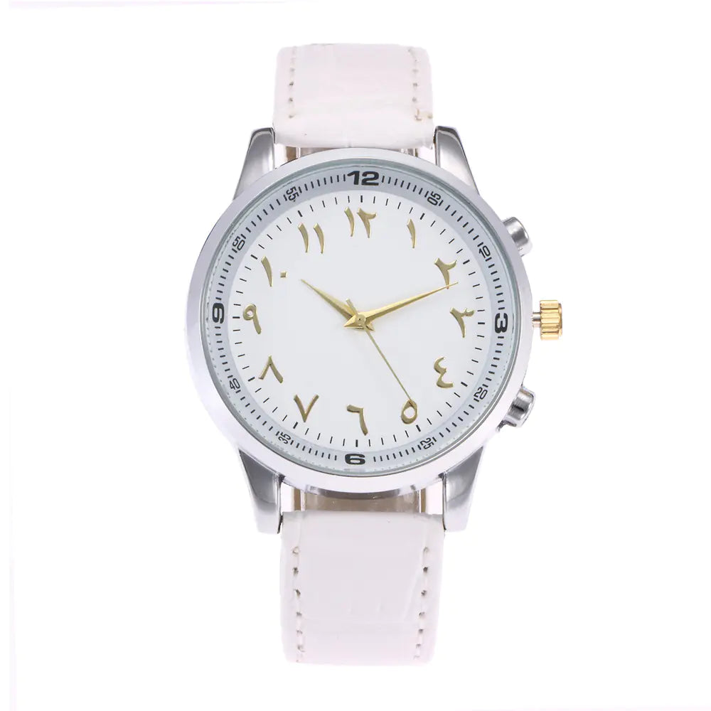 Luxury Men's Arabic Numeral Quartz Watch with Leather Band