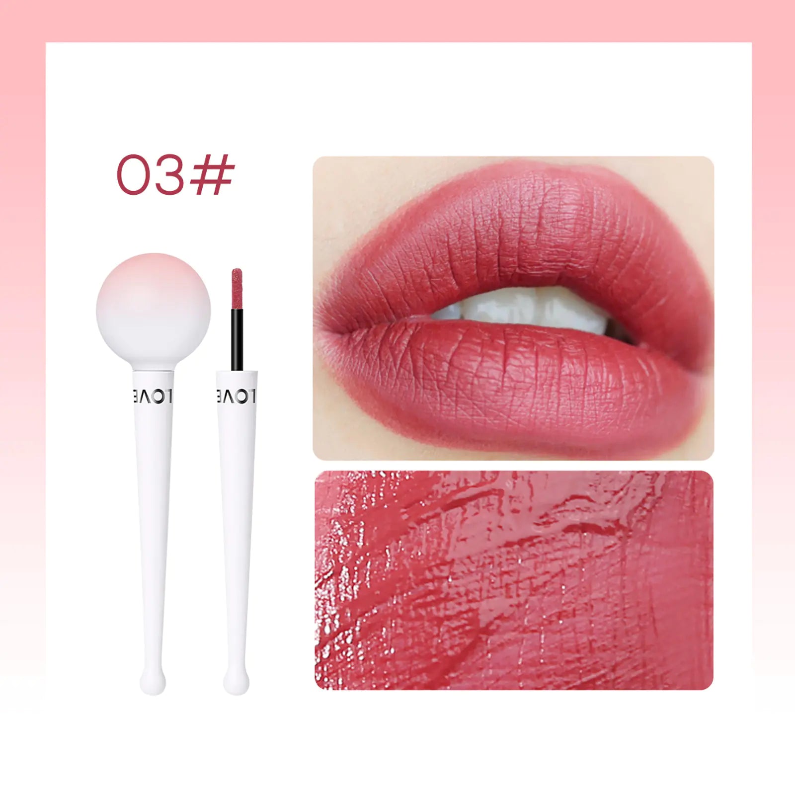 White Non-stick Matte Lip Glaze Lollipop Cup