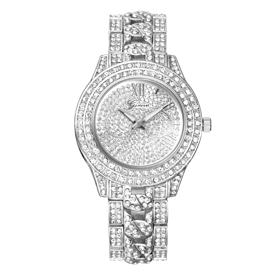 Creative Diamond Watch with Alloy Case - Luxury Style