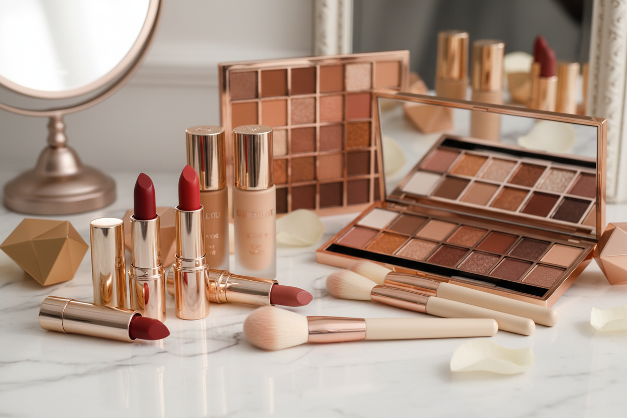 Makeup products with luxury elegant beauty product 