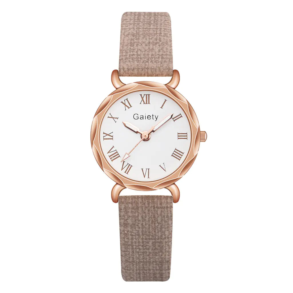 Korean Simple Roman Numeral Quartz Watch for Ladies